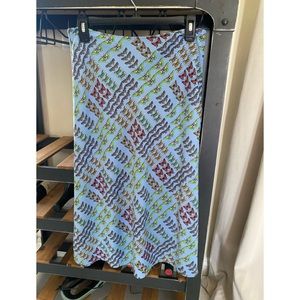 Blue satin midi skirt with butterflies urban outfitters size medium